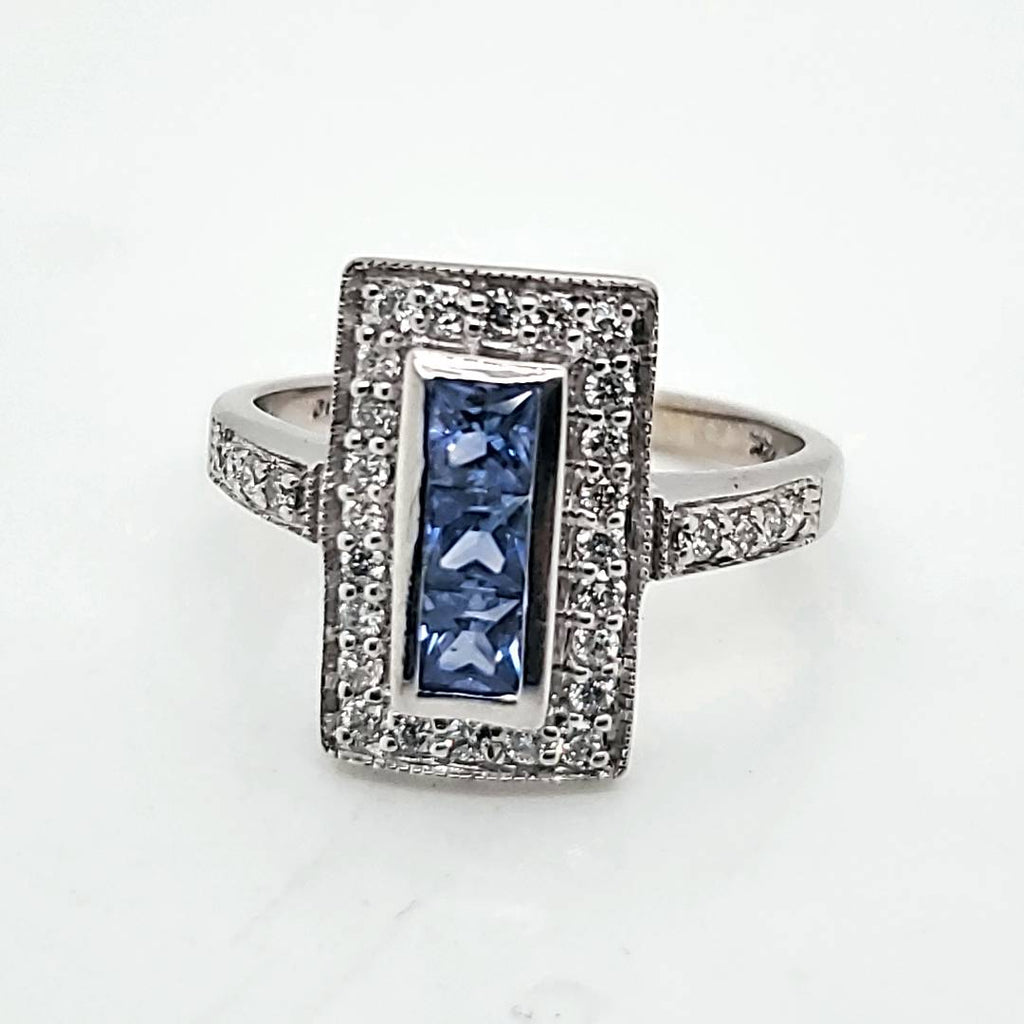 14kt White Gold Diamond and Tanzanite Ring