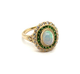 14kt Yellow Gold Opal, Tsavorite Garnet, And Diamond Ring