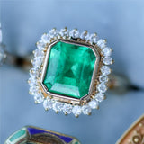 18Kt Yellow Gold Emerald And Diamond Ring