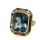 Art Deco Enamel And Synthetic Spinel Enamelled Ring