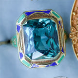 Art Deco Enamel And Synthetic Spinel Enamelled Ring