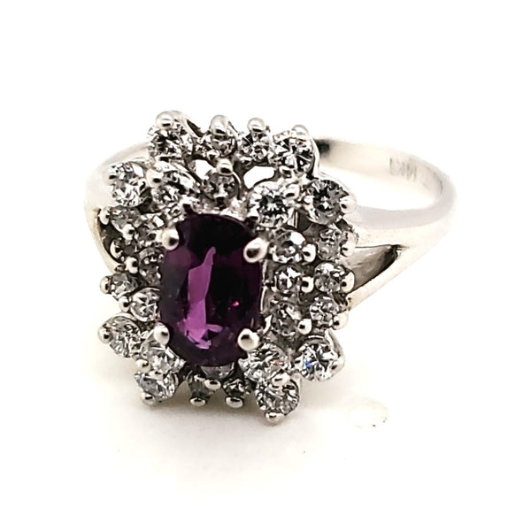 Vintage 14kt White Gold Ruby and Diamond Ring