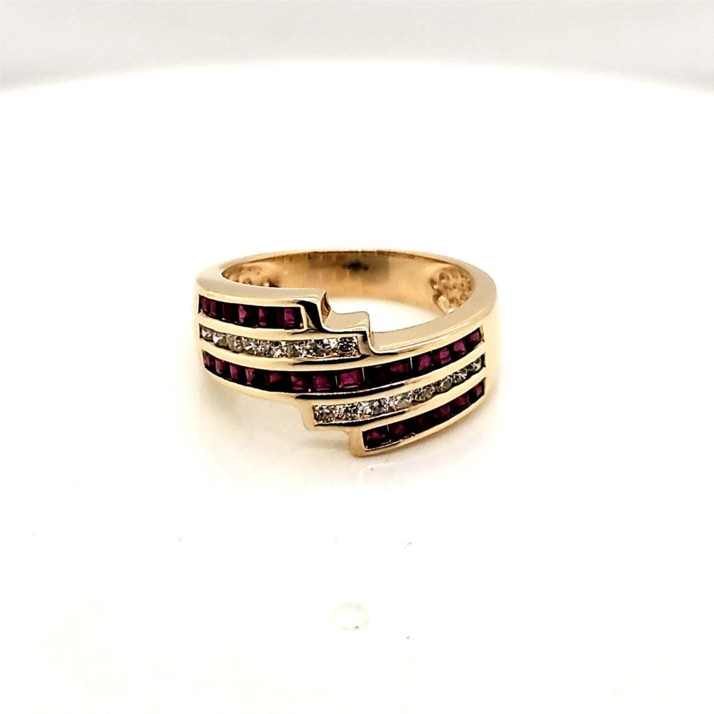 14kt Yellow Gold Ruby and Diamond Ring