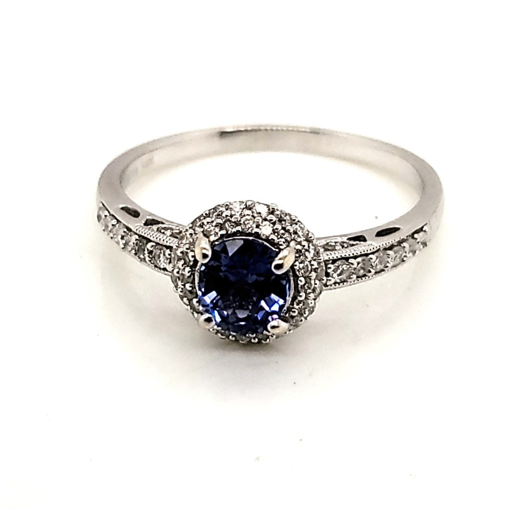 14kt White Gold Tanzanite and Diamond Ring