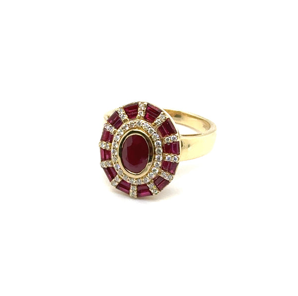 14kt Yellow Gold Ruby And Dimaond ""Switcheroo"" Style Ring