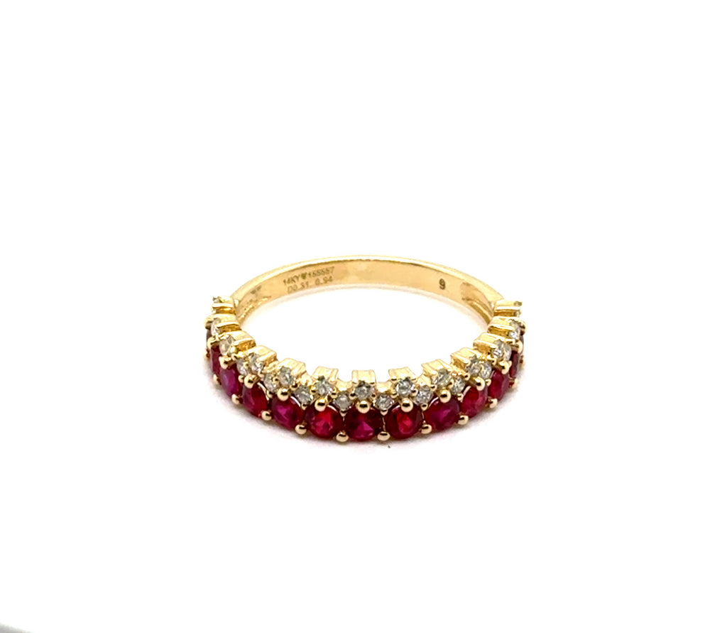 14kt Yellow Gold 1.25Ctw Ruby And Diamond Crown Design Ring