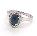 Pear Shape Rose Cut Sapphire and Diamond Ring