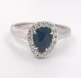 Pear Shape Rose Cut Sapphire and Diamond Ring