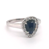 Pear Shape Rose Cut Sapphire and Diamond Ring