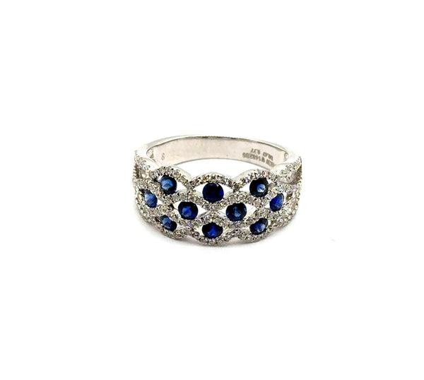 14kt White Gold 1.24Ctw Sapphire And Diamond Band