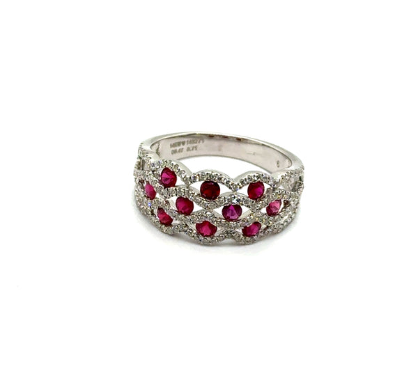 14kt White Gold 1.18Ctw Ruby And Diamond Band