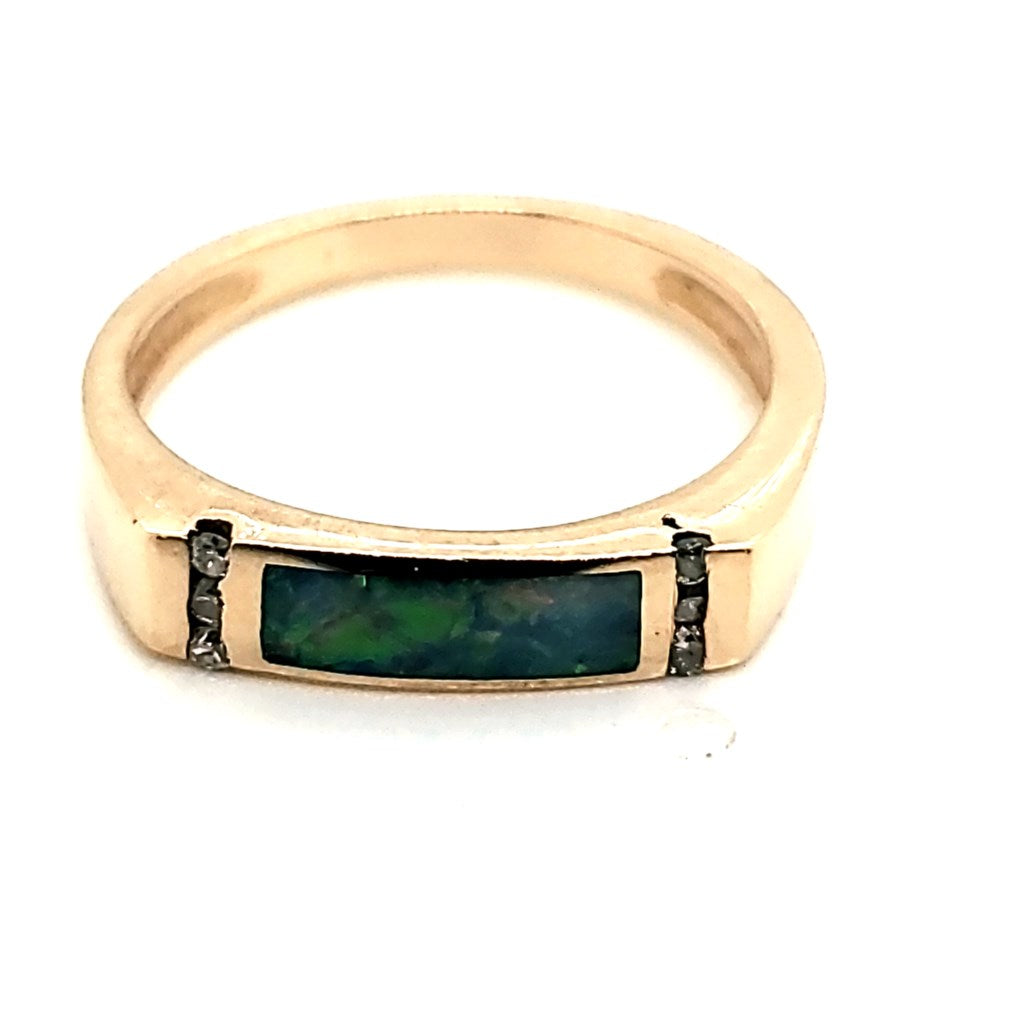 14kt Yellow Gold Opal and Diamond Ring