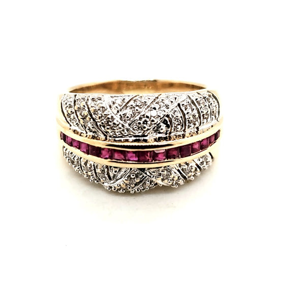 14kt Yellow Gold Ruby and Diamond Ring