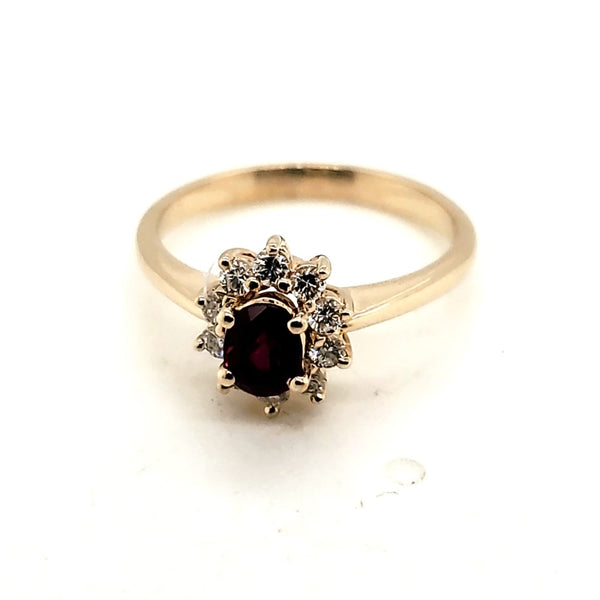 14Kt Yellow Gold Ruby And Diamond Ring