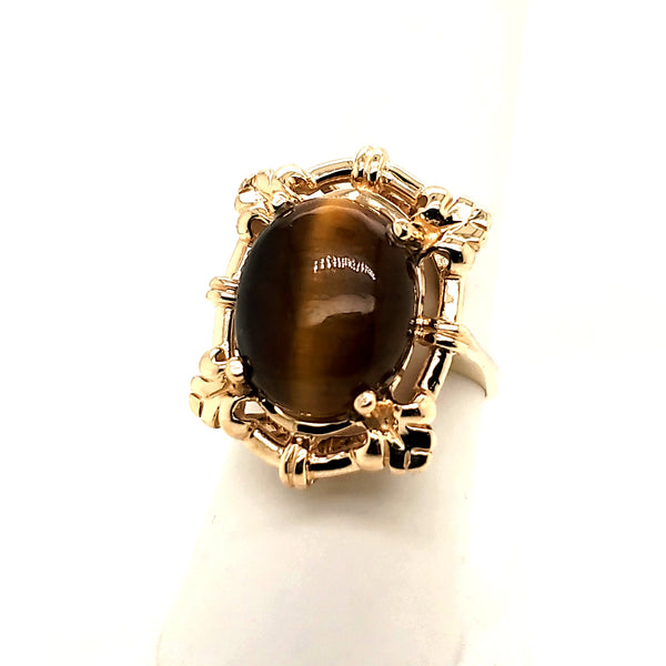 14kt Yellow Gold Tigers Eye Quartz Ring