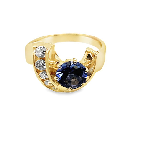 14kt Yellow Gold Tanzanite and Diamond Ring