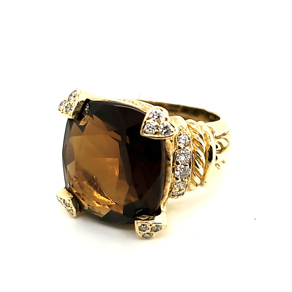 Judith Ripka 18Kt Gold Diamond And Smoky Topaz