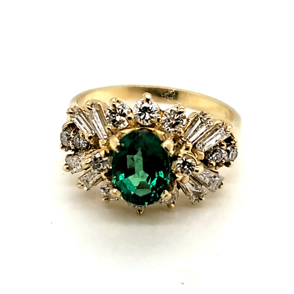 14kt Yellow Gold Emerald and Diamond Ring