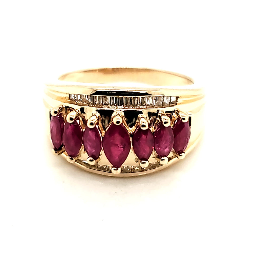 14Kt Yellow Gold Ruby And Diamond Ring