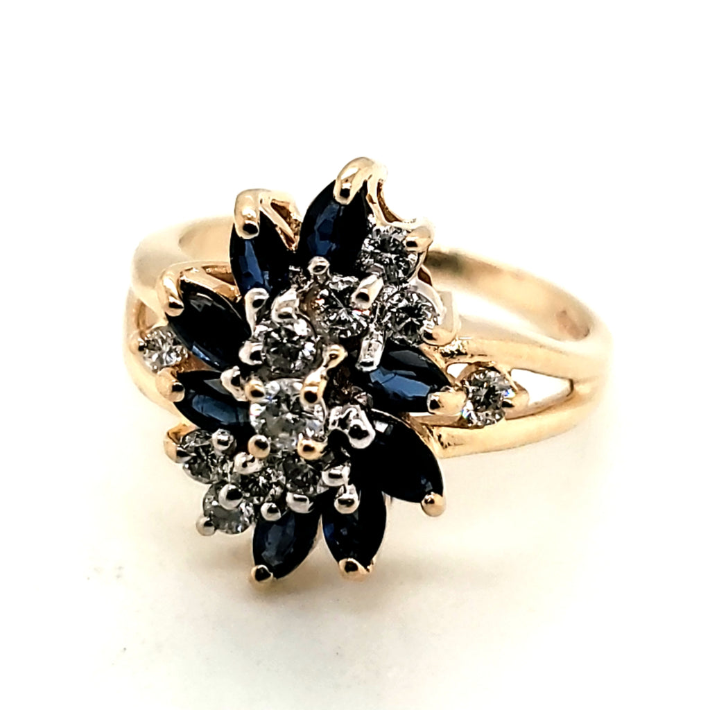 14kt Yellow Gold Sapphire And Diamond Ring