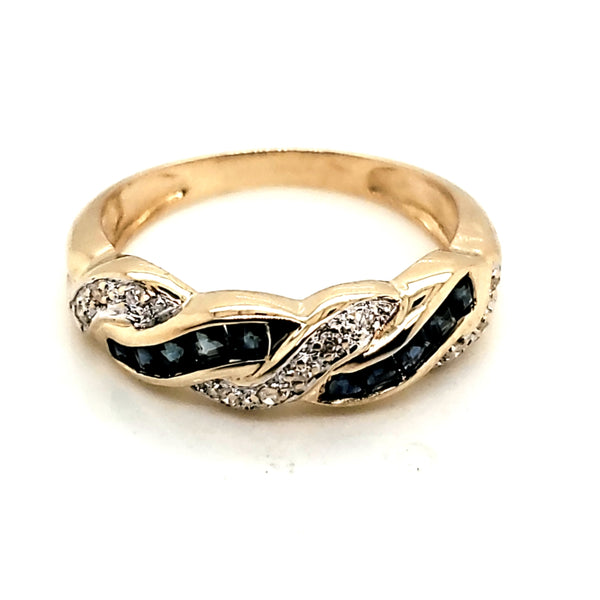 14kt Yellow Gold sapphire and Diamond Band