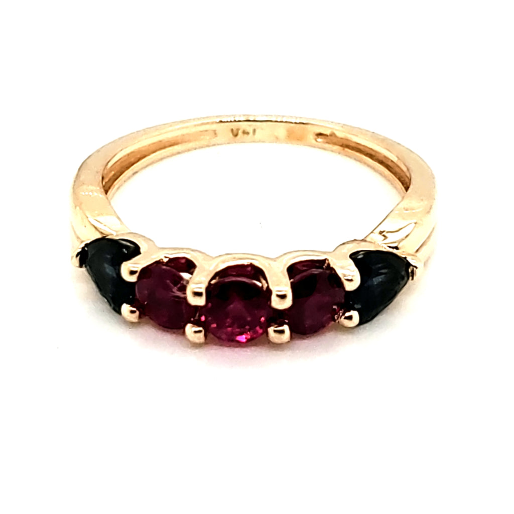 14Kt Yellow Gold Ruby And Sapphire Ring