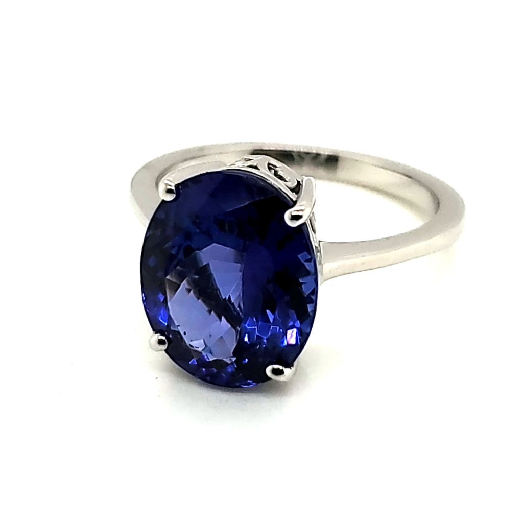 Platinum 4.00 Carat Oval Tanzanite Ring