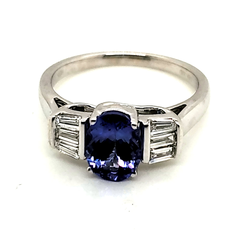 14kt White Gold Tanzanite and Diamond Ring