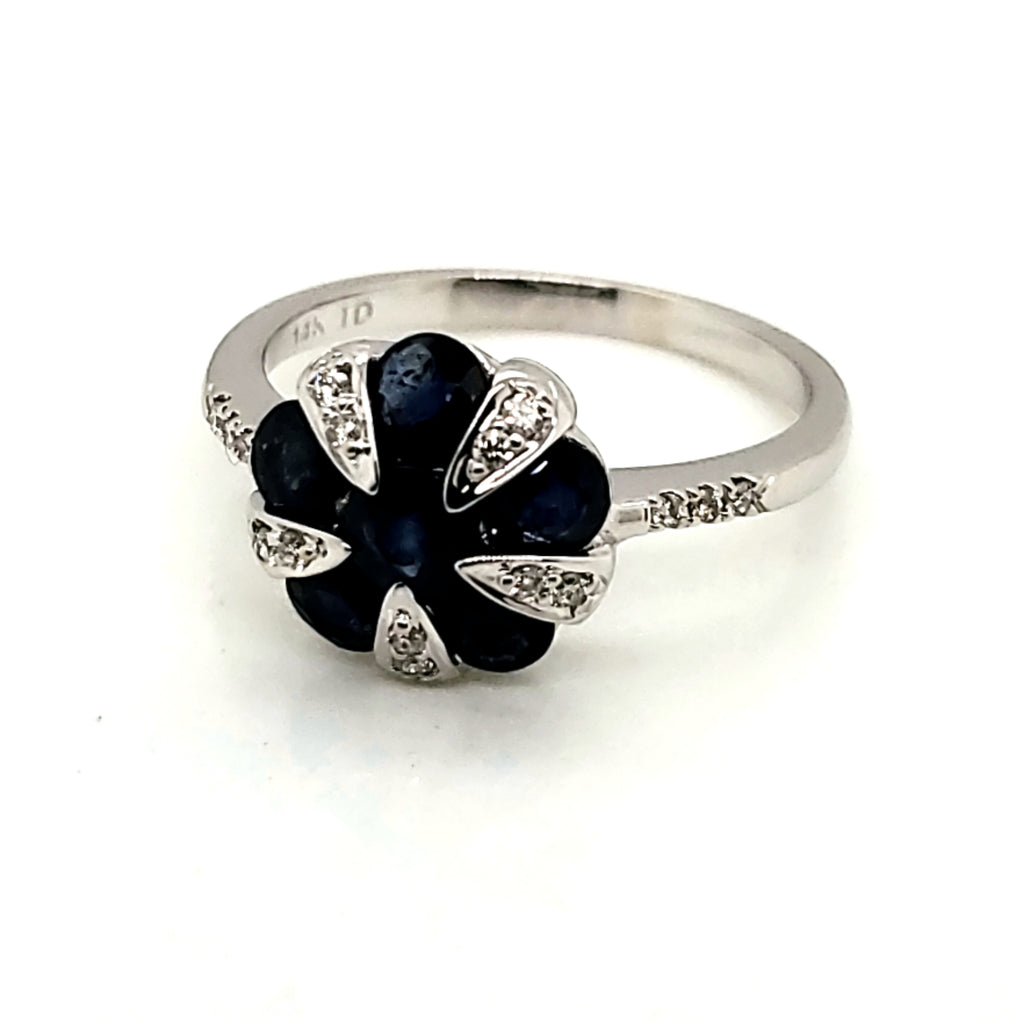 14Kt White Gold Sapphire And Diamond Ring