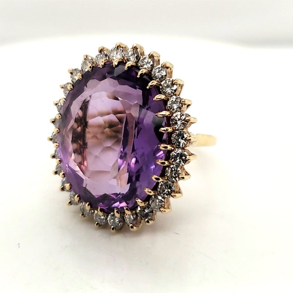 14kt Yellow Gold Amethyst and Diamond Ring