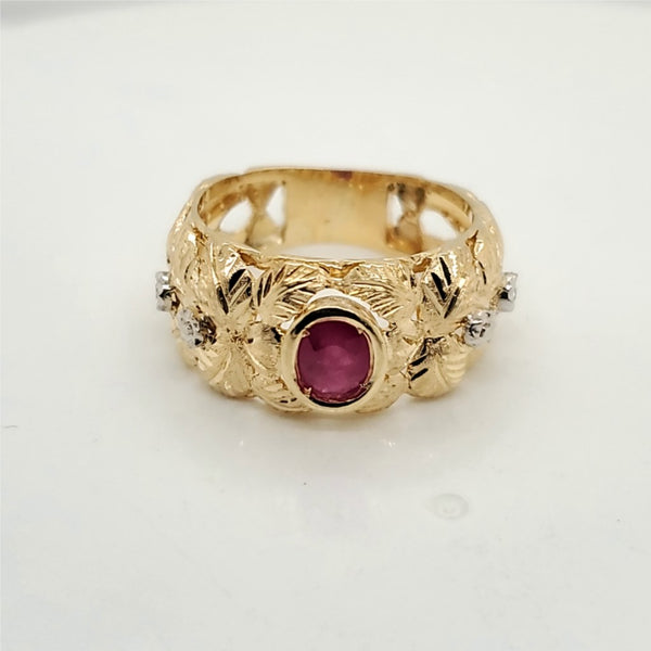 14kt Yellow Gold and Ruby Ring