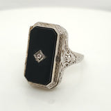 Art Deco Filigree Cameo and Black Onyx Flip Ring