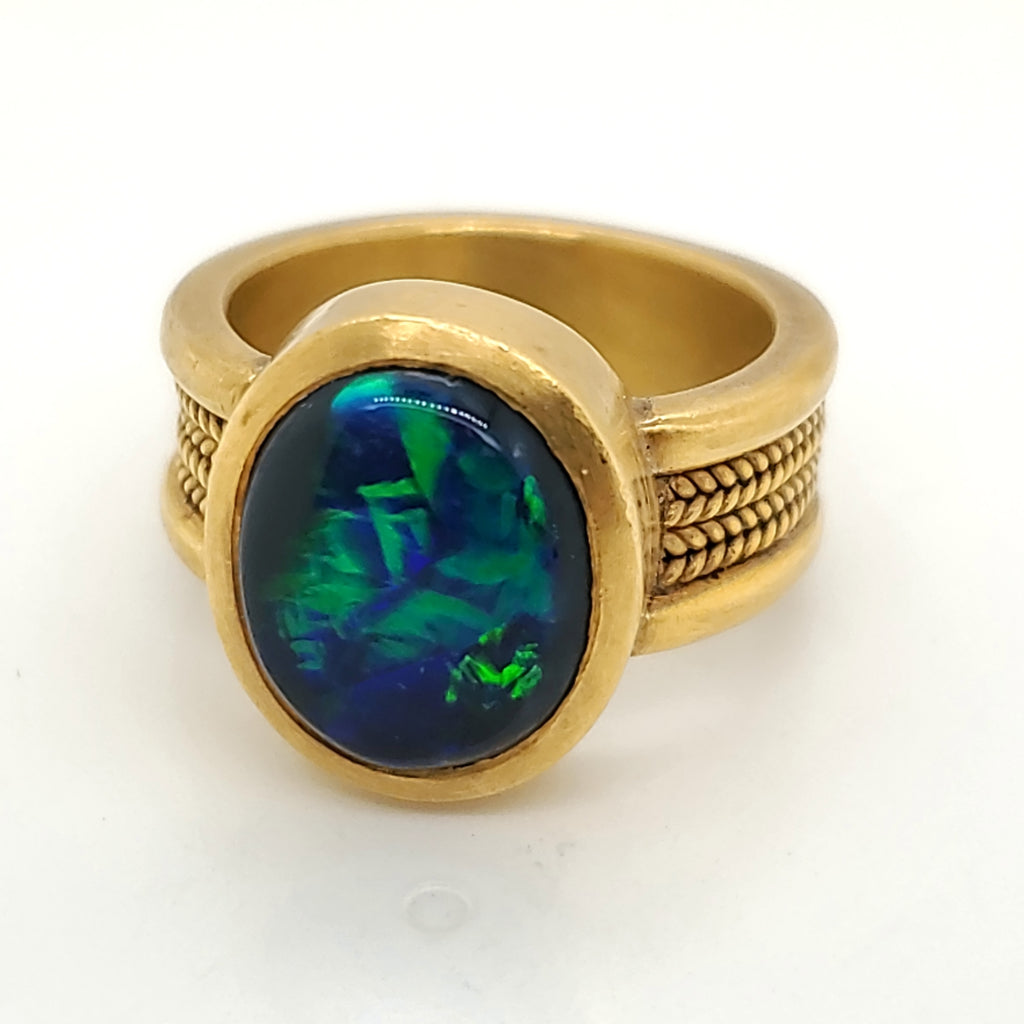 22kt Yellow Gold Black Opal Ring
