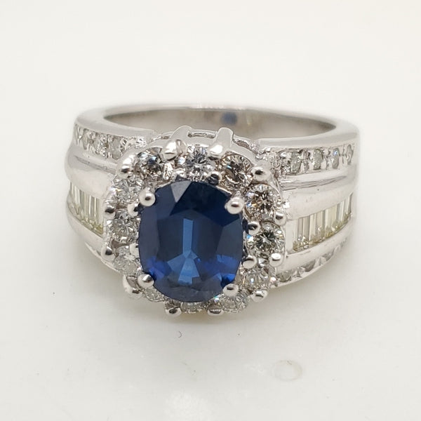 18kt White Gold Sapphire and Diamond Ring