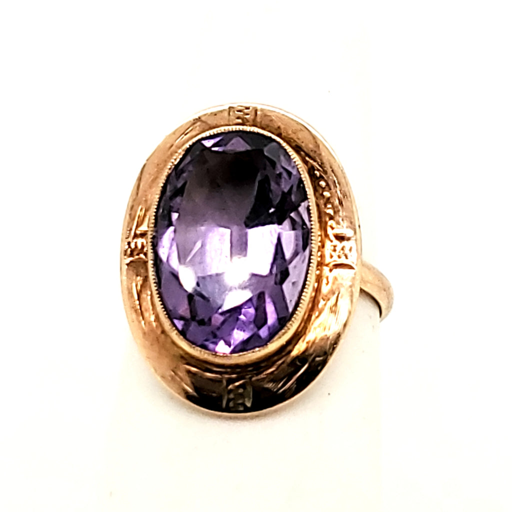 Antique Victorian 10kt Yellow Gold Amethyst Ring