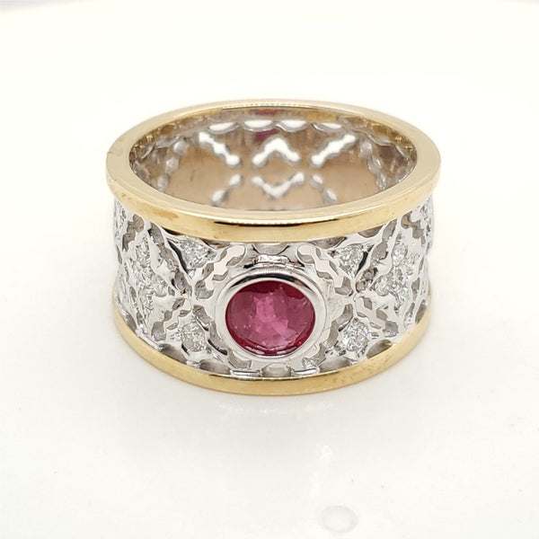 18kt White and Yellow Gold ruby and Diamond Ring