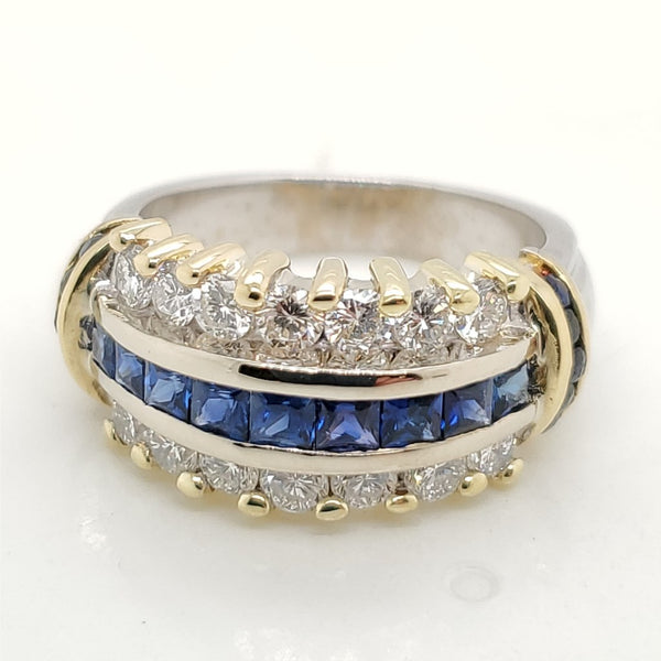 18kt Yellow and White Gold Sapphire and Diamond Ring