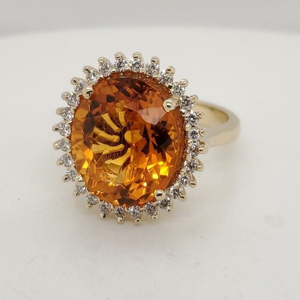 14kt Yellow Gold Citrine and Diamond Ring