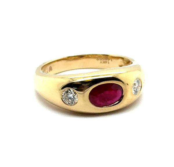 1.00Ctw 14kt Yellow Gold Ruby And Diamond Ring