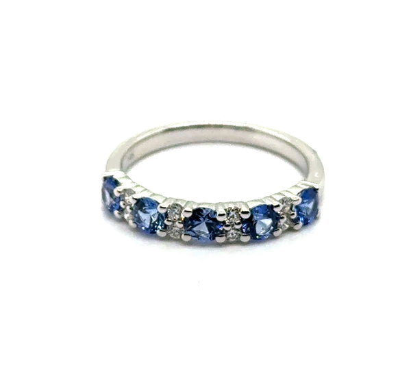 14kt White Gold 1.15Ctw Sapphire And Diamond Band