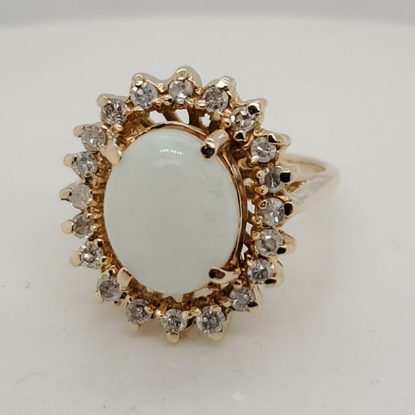 14kt Yellow Gold Opal and Diamond Ring