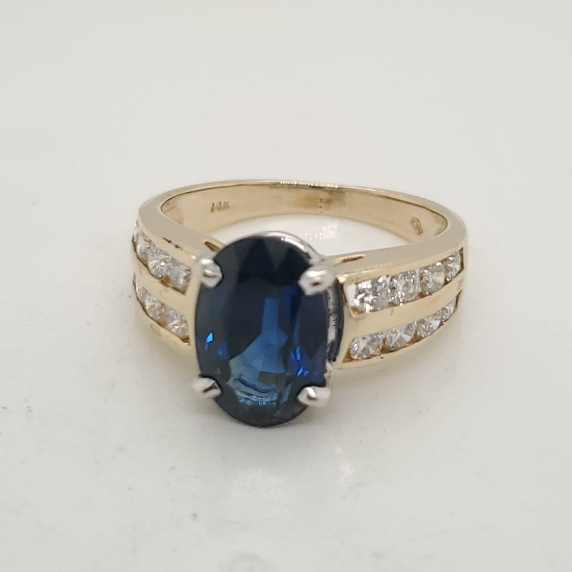 14kt Yellow Gold Sapphire and Diamond Ring