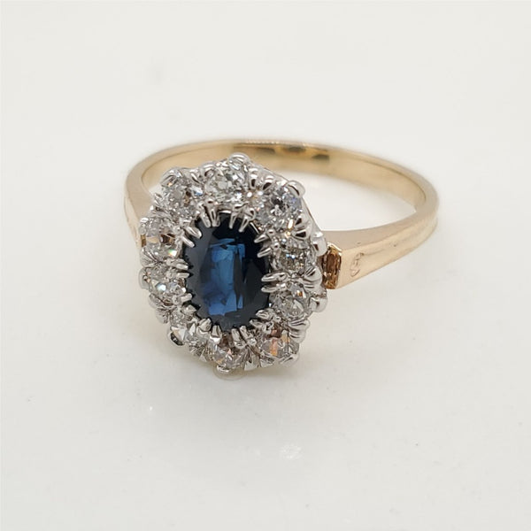 Vintage 14kt Yellow Gold Sapphire and Diamond Ring