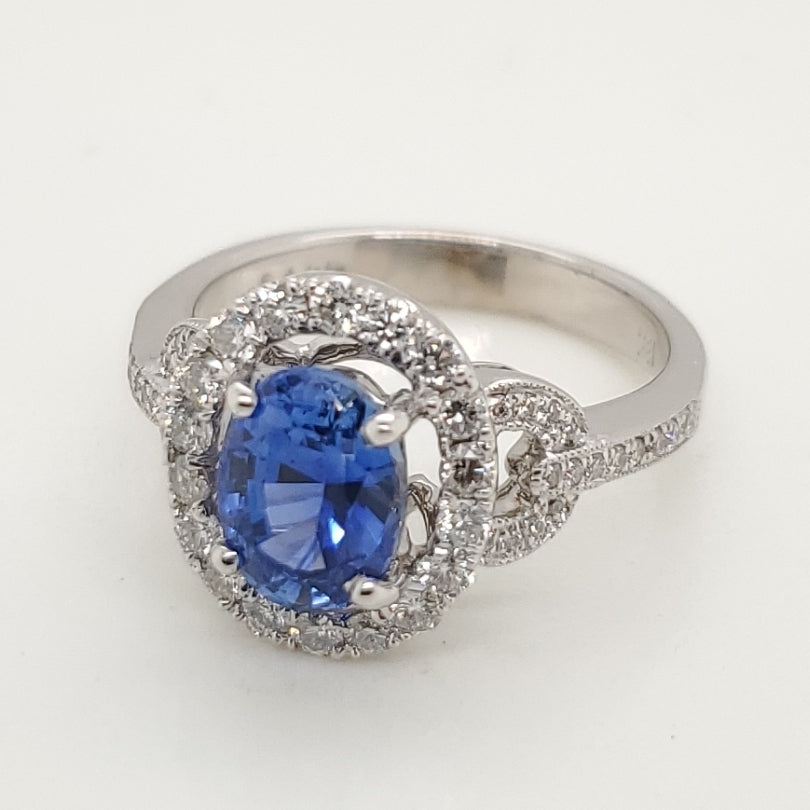 18Kt White Gold Sapphire And Diamond Ring