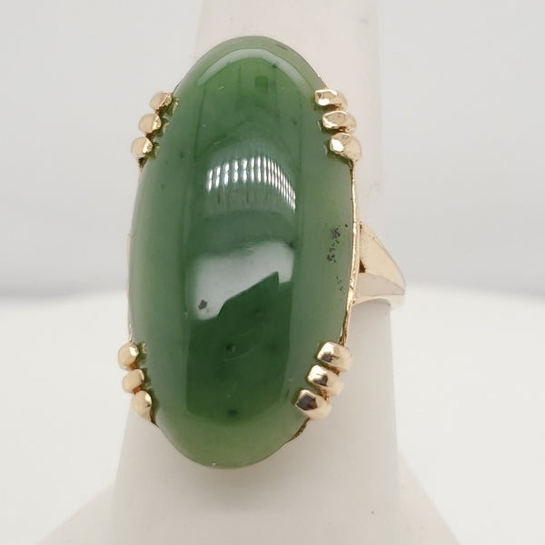 Vintage 14kt Yellow Gold and Nephrite Jade Ring
