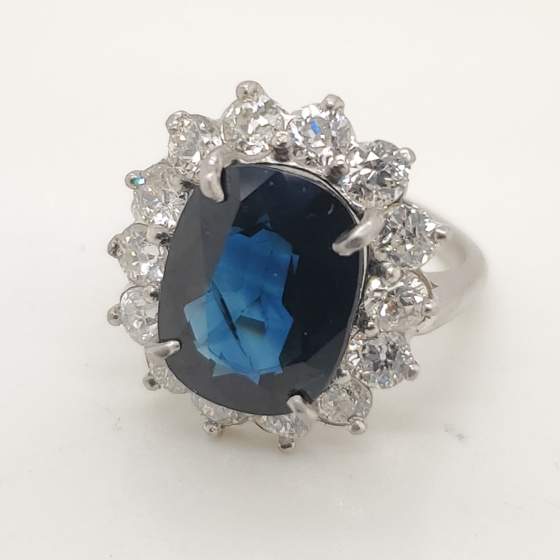 Platinum Sapphire and Diamond Ring