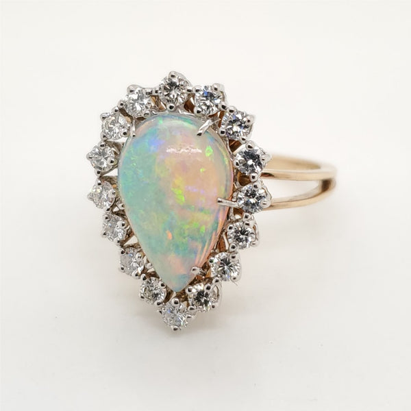 14kt Yellow Gold Opal and Diamond Ring