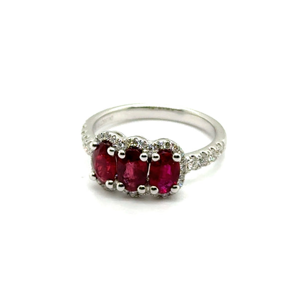 18kt White Gold 1.81Ctw Oval Ruby And Diamond Ring