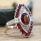 18kt White Gold 2.65 Ct tw Oval Ruby And Diamond Fashion Ring