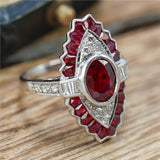 18kt White Gold 2.65 Ct tw Oval Ruby And Diamond Fashion Ring